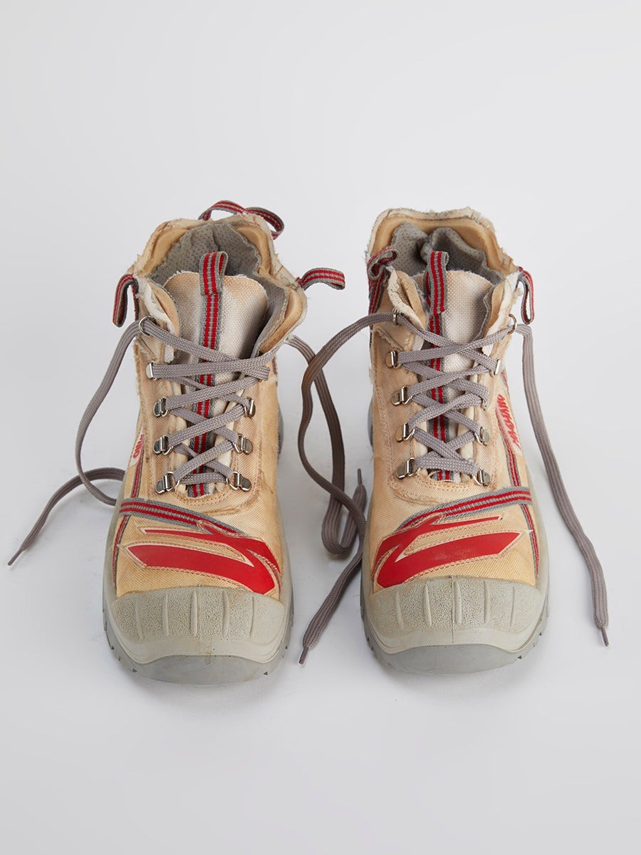 Laced Up Ankle Safety Boot In Technical Fabric With Rubber Sole.